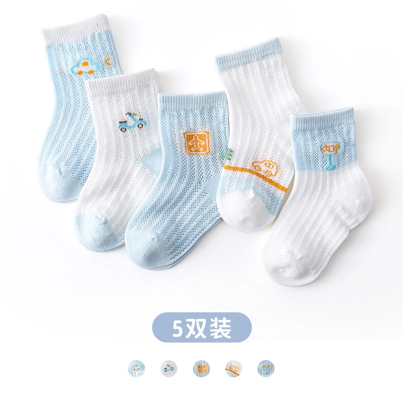 Wholesale Children&prime;s Cartoon Mesh Breathable Non-Slip Baby Antibacterial Socks