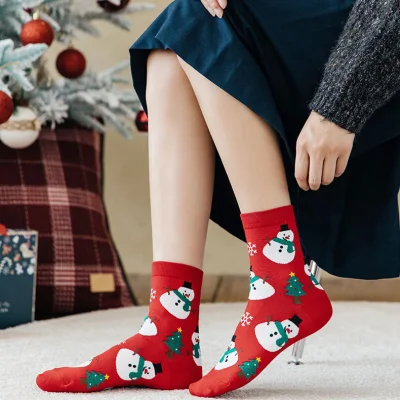 Factory Custom Durable Soft Cozy MIDI Christmas Socks Warm Thick Cotton Socks